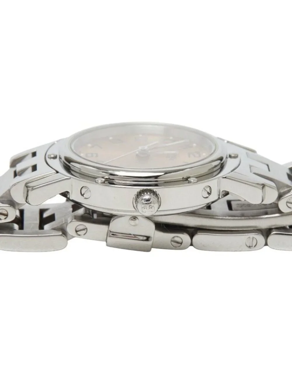 Hermes Clipper Watch Pink Silver Stainless Steel